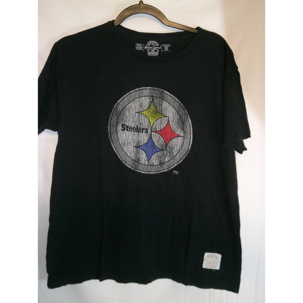 Rare Retro‎ Sport Pittsburgh Steelers Black T-Shirt NFL Football Mens Large